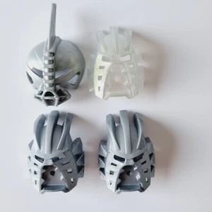 Lego Bionicle Kanohi Avohkii Mask Axonn Grey & Pearl Lot Of 4 Original Vintage - Picture 1 of 13