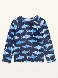 Old Navy Toddler Shark Long-Sleeve Raglan Rashguard Siz 12-18 18-24 Months 2T 4T - Picture 1 of 2