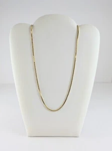 18K Gold Box Chain Necklace, 20" Long - Picture 1 of 4