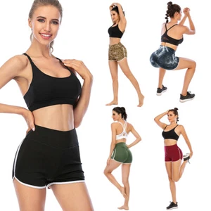 Ladies High Waist Shorts Casual Yoga Pants Running Sports Breathable Shorts EIT - Picture 1 of 24