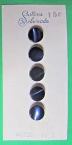 (5) VINTAGE 3/8" SCHWANDA DARK BLUE PEARL SHANK BABY DOLL BUTTONS NOS CARD-10/1 - Picture 1 of 3