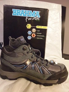 NIB - Women's Brahma For Her "Karen" Steel Toe Grey Boots Shoes Size 6 - In Box - Picture 1 of 10