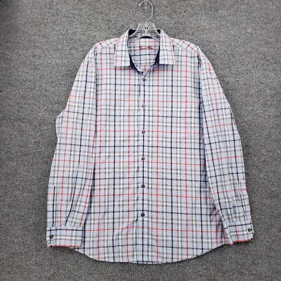 Tasso Elba Button Up Shirt Mens XL 17-17.5 Blue Dress Plaid Long Sleeve Collared - Image 1 of 4