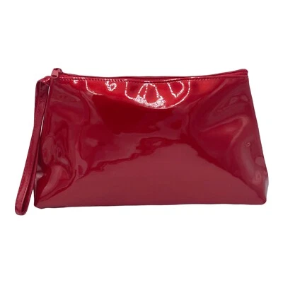 Bolso sin asas vintage Avon Always Perfect bolso de maquillaje correa de muñeca 10x2x5,5" vinilo rojo Foto 1 de 4