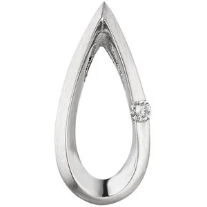 Anhänger Halsschmuck Tropfen mit Diamant Brillant, 950 Platin, teilmattiert - Picture 1 of 1