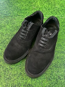 GIORGIO ARMANI Mainline Black Suede Oxford Dress Shoes 42.5 Made Italy Vibram - Picture 1 of 7