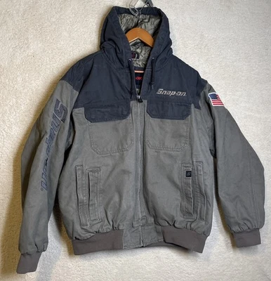 Sudadera con capucha vintage años 90 ropa de trabajo a presión XL holgada lona LEER Foto 1 de 4