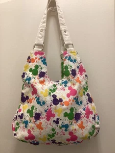 Disney Parks Canvas Beuteltasche Tasche Handtasche Mickey Form neonfarben Farbspritzer - Bild 1 von 5