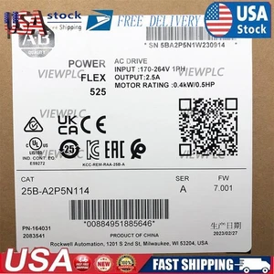 25B-A2P5N114 PowerFlex 525 0.4kW 0.5Hp AC Drive 25BA2P5N114 New AB - Picture 1 of 11