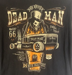 Red Devil Clothing Mens XL Dead Man Black Shirt Skull Logo Skater Grunge - Picture 1 of 11