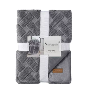 Koolaburra by UGG Crystelle Faux Fur Throw Blanket 50"x70" Grey Soft Textured - Picture 1 of 3