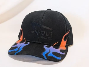 NEW in n out burger hat 75th anniversary cap adjustable one size black flames - Picture 1 of 5
