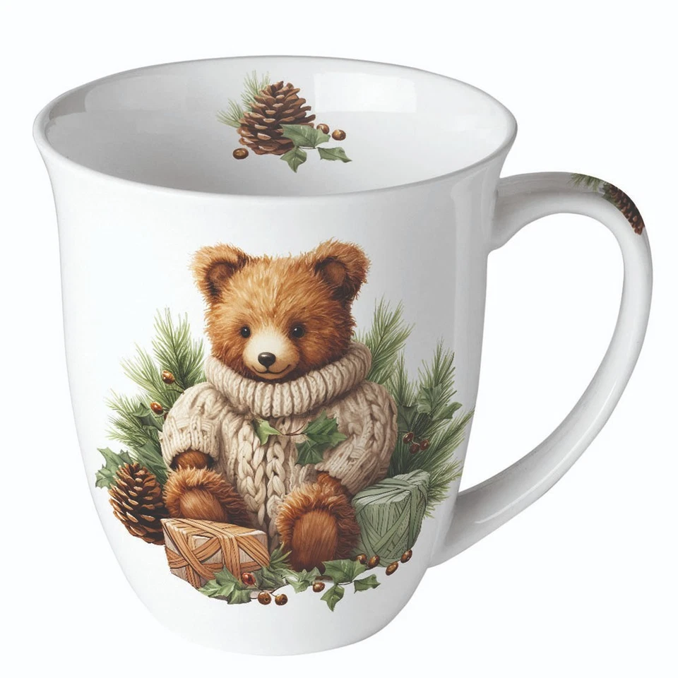 Ambiente Kaffeetasse Tee Porzellan  Jumbotasse 400ml - Teddy im Winter - Bild 1 von 1