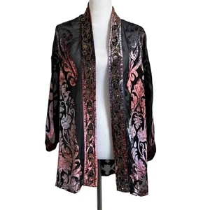Soft Surroundings Sophia Topper Beaded Kimono Cardigan L/XL Velvet Sheer New - Picture 1 of 10