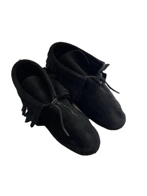Minnetonka Flecos Suela Suave Mocasines Negro Botines Mujer’s 9 1/2 Foto 1 de 4