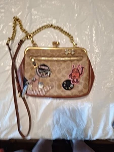 Borsa a mano Coach X Keith Harring in pelle con rifiniture rivestite e canne - Foto 1 di 4