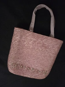100 % Weizenstroh gewebt Boho Hippie rosa Handtasche Reißverschluss 8"x8" - Bild 1 von 8