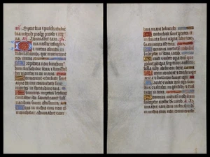 Illuminierte Handschrift auf Pergament Blatt aus einem Stundenbuch um 1500 (079 - Bild 1 von 3