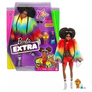 Barbie Extra Regenbogen Mantel Puppe mit Haustier + 15 Kleidung & Mode Accessoires NEU - Bild 1 von 7