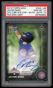 2016 Topps Now Javier Baez #WS-4B Cubs World Series Champs 119/199 PSA/DNA 10 - Foto 1 di 3
