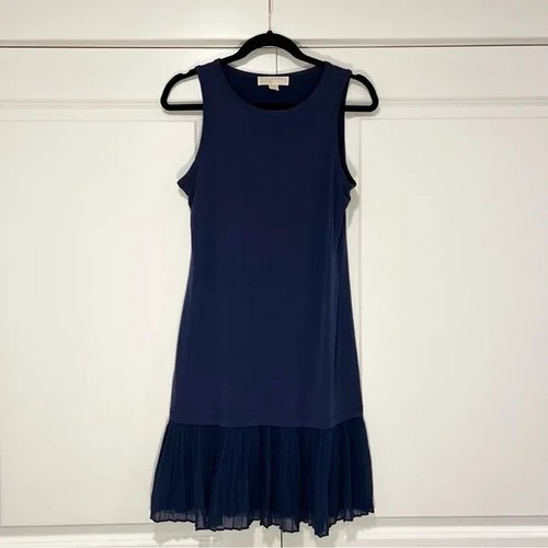 Abito tubino donna Michael Kors blu navy con dettagli plissettati taglia XS