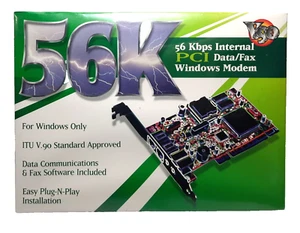 Modem vintage Windows 56K PCI Data/Fax V.90 installation plug-n-play NEUF - SCELLÉ - Photo 1/6