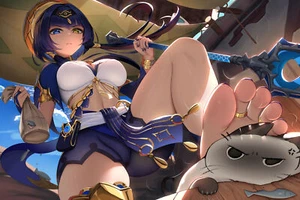 Anime ragazze piedi eterocromia grande genshin impatto tappetino da gioco scrivania - Foto 1 di 1