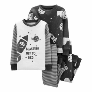 Toddler Boys Space Snug Fit Cotton Pajama, 4 Piece Set - Picture 1 of 4