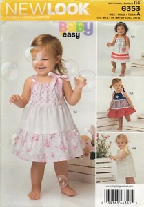 New Look Sewing Pattern 6353 EASY Baby Dresses & Pants Tiered NB to Lg New - Picture 1 of 9