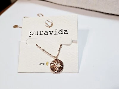 Collar Gargantilla PURA VIDA "Opal Sun" Oro Rosa 14” 3 "Ext, Nuevo En Paquete Etiqueta Foto 1 de 4