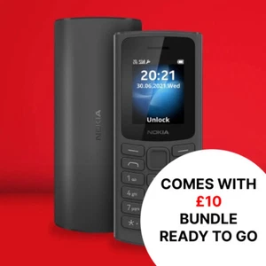 Nokia 105 mobile phone with £10 Sim Card Preloaded Pay as You Go vodafone PAYG - Picture 1 of 1