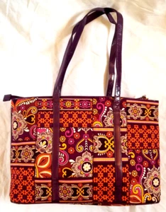 Vera Bradley Mandy Safari Sunset Quilted Paisley Zip Tote Bag 17x14x4” Orange - Picture 1 of 15