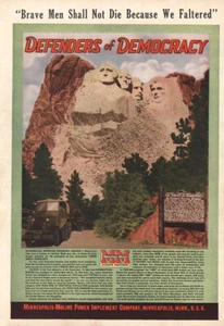 1943 Minneapolis Moline: Verteidiger der Demokratie Vintage Print Ad - Bild 1 von 1