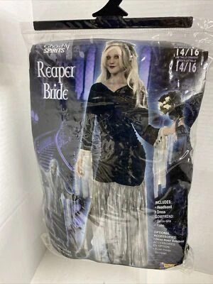 Ghostly Spirits Forum Mujer Segadora Novia Vestido Disfraz Talla 14/16 Adulto NUEVO Foto 1 de 4