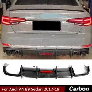 Alerón labial difusor parachoques trasero de fibra de carbono apto para Audi A4 B9 sedán 2017-2019 - Imagen 1 de 12