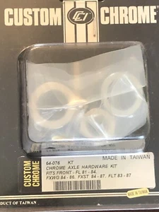 64-076 CHROME FRONT AXLE HARDWARE KIT 81-84 FL 84-86 FXWG 84-87 FXST 83-87 FLT - Picture 1 of 1