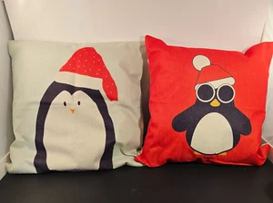 Set of 3 Christmas Holiday Zippered Throw Pillow Cover Sham Case 17" x 17" NOS - Picture 1 of 11