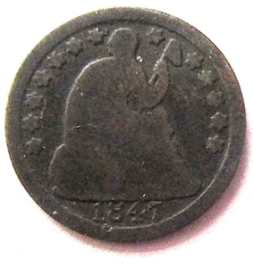 1847 Seated Liberty Half Dime GOOD Obsolete type - Picture 1 of 2
