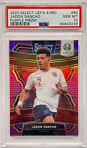 2020 Panini Select UEFA EURO Purple Prizm Jadon Sancho #80 PSA GEM MINT 10 - Picture 1 of 2