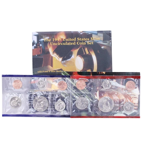 1995 Mint Set 10 Pack Original Envelopes 100 US Coin Lot Cover