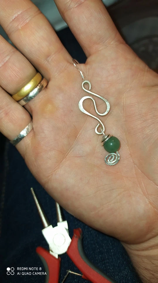 Orecchini argento 925 con pietra fatti a mano - Immagine 1 di 4