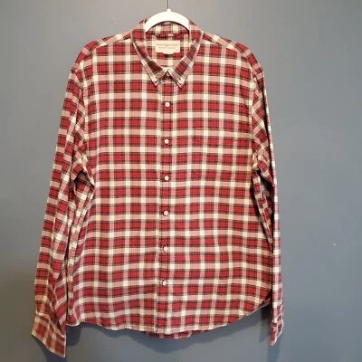 Camisa Denim Supply Ralph Lauren Para Hombres XL Roja Azul Botón a Cuadros Algodón Manga Larga Foto 1 de 4