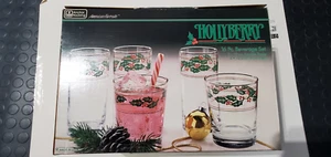 Vintage Anchor Hocking Hollyberry Glasses, 16 pc. Beverage Set in Original Box - Picture 1 of 4