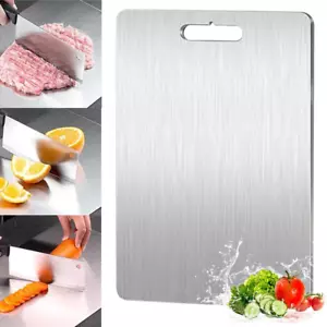 Stainless Cutting Board Double-Sided Cutting Boards for Kitchen Camping 18x12In - Picture 1 of 10