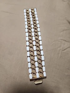 Hobe 7 Zoll Armband Milchglas Gold Vintage  - Bild 1 von 6