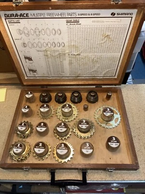 1st Gen. Shimano Dura Ace 5 & 6 Speed Freewheel Kit Bodies and Gold Cogs NOS NEW - Image 1 of 4