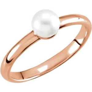 Anillo de perlas cultivadas de agua dulce rosa 14K 5,5-6,0 mm - Imagen 1 de 2