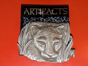 Vintage 1986 JJ Jonette Pewter Leopard/Jaguar Pin Brooch Original Artifacts Card - Picture 1 of 2