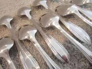 12 cuillères à moka metal argente art deco Reneka demi tasse spoons - Photo 1/7