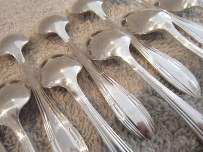 12 cuillères à moka metal argente art deco Reneka demi tasse spoons - Photo 1/4